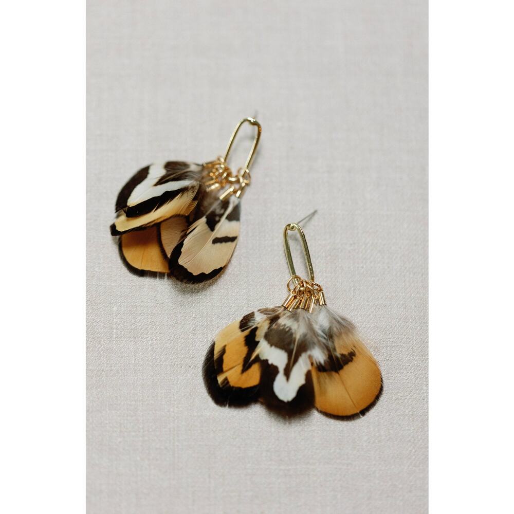 Quail Feather Fall Statement Tassel Earrings - image 8
